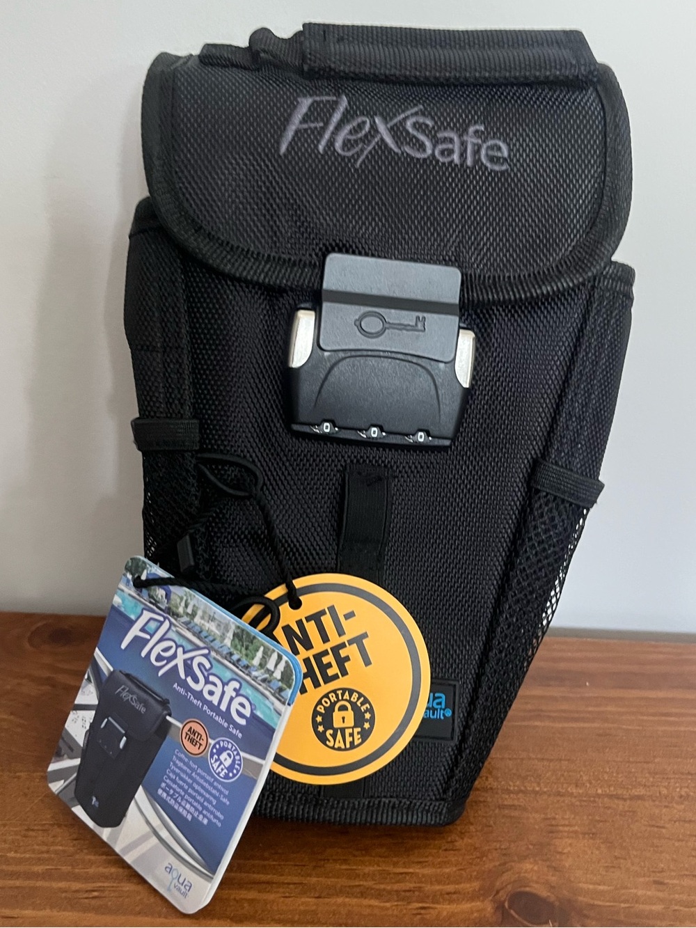Aqua Vault Flex Safe Black Anti-Theft Portable Storage Pouch